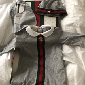 GUCCI Grey Web Detail Coverall 3 PC SET